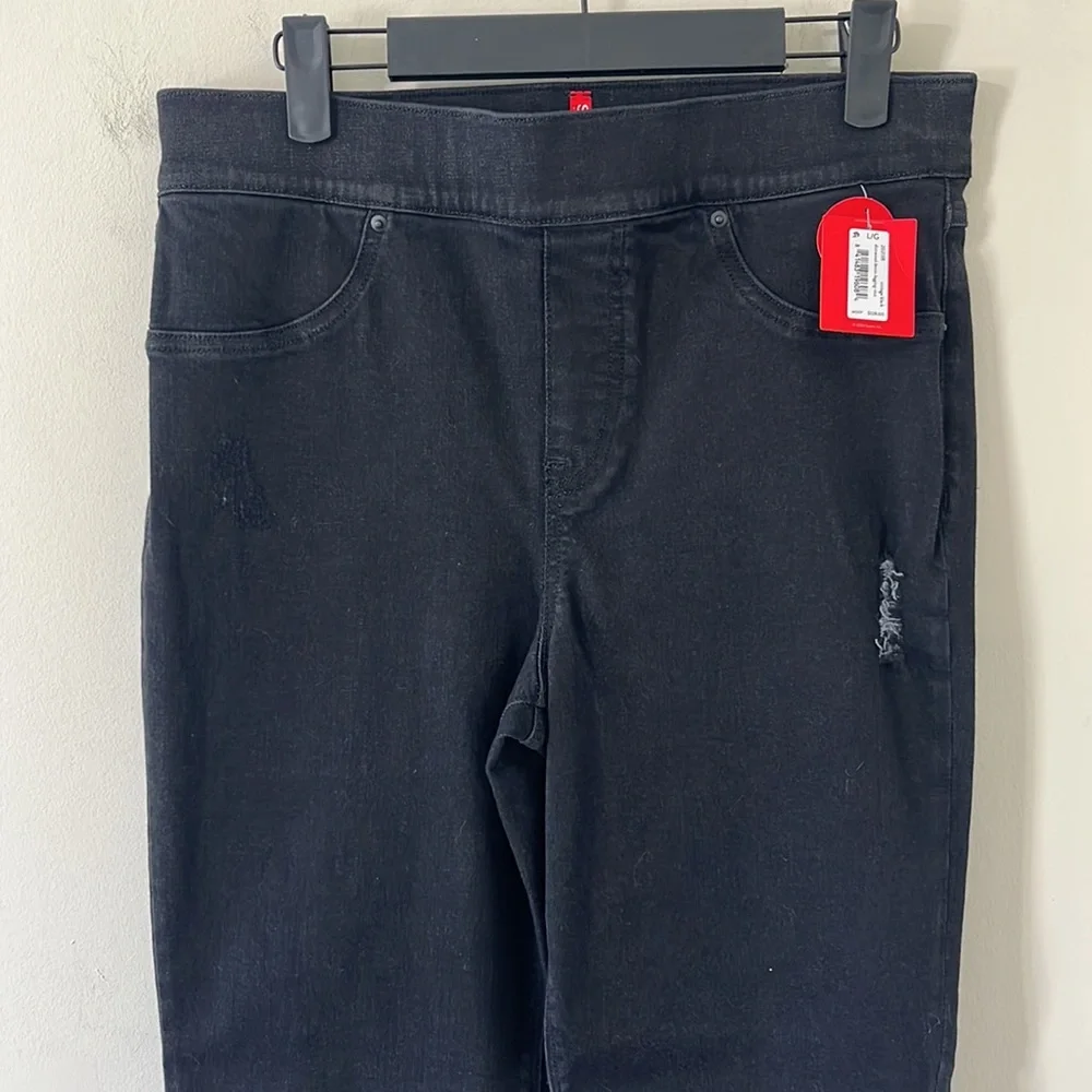 Spanx Vintage Black High Rise Distressed Denim Legging Size Large NWT - Picture 3 of 11